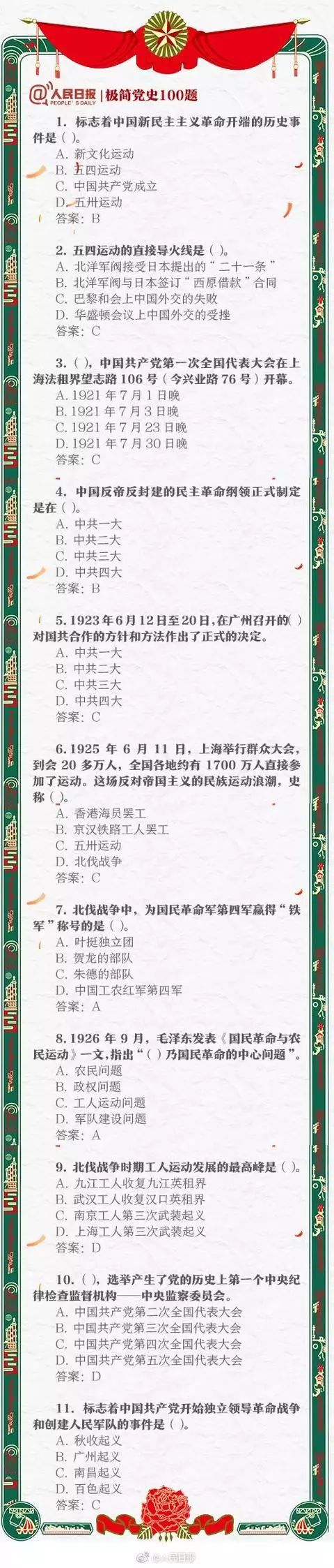 漲知識！中共黨史常識100題，你能做對幾道？